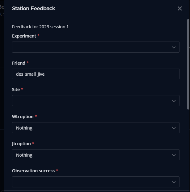 A screenshot of the Mattermost station feedback form